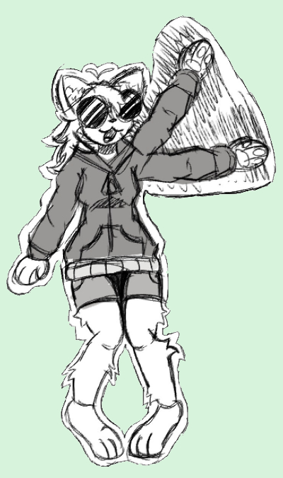 Digital illustration of cute anthropomorphic cat waving at the reader